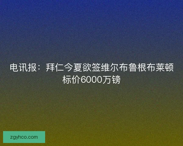 电讯报：拜仁今夏欲签维尔布鲁根布莱顿标价6000万镑